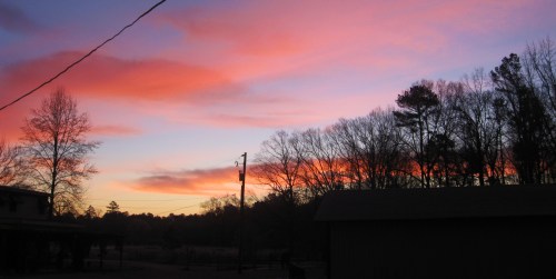 An Arkansas pink and purple morning. -- Photo by Pat Bean
