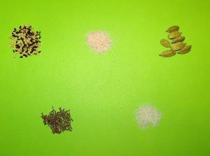 But do you know what these seeds and spices are? I think I've correctly guessed all but the top right. The two white ones are just special salts.