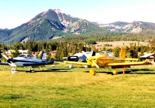 The Smiley Creek airport with the scenic Sawtooth Mountains in the background.