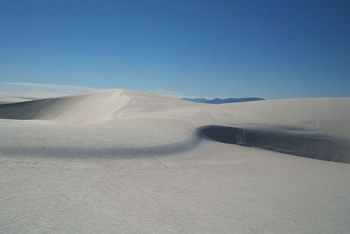 I just got a glimpse of these white sand dunes as I passed by them just outside of Alamogordo, New Mexico. -- Wikimedia photo 