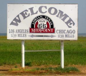 I had lunch in a diner on Route 66, just across from this sign, which stands along of the bits and pieces of the old Mother Road that still exists. -- Photo by Pat Bean