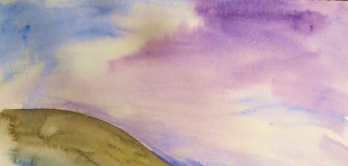 I'm currently reading, "We Wanted to be Writers: Life, Love, and Literature at the Iowa Writers' Workshop," -- and loving it. I was fascinated by how many writers also wanted to be artists but chose writing -- which sort of fits me, too. This quick watercolor was part of a sky exercise I did a few years ago.