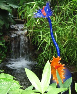 Beside a waterfall. -- Photo by Pat Bean 