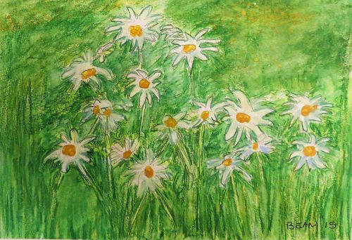 Daisies dancing in the sunlight. -- Art by Pat Bean 