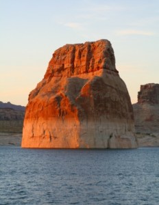 Lone Rock as seen from the beach where I camped my first night in Gypsy Lee. -- Photo by Pat Bean 
