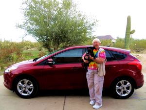 Cayenne, Pepper and me shortly after I bought my  Ford Focus. 