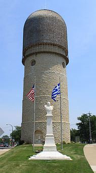 Ypsilanti's Dick Brick, errrr Water Tower. -- Wikimedia photo 