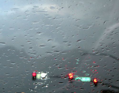 This was the rainy day view through the windshield of my car when I left Tucson a week ago.  -- Photo by Pat Bean 