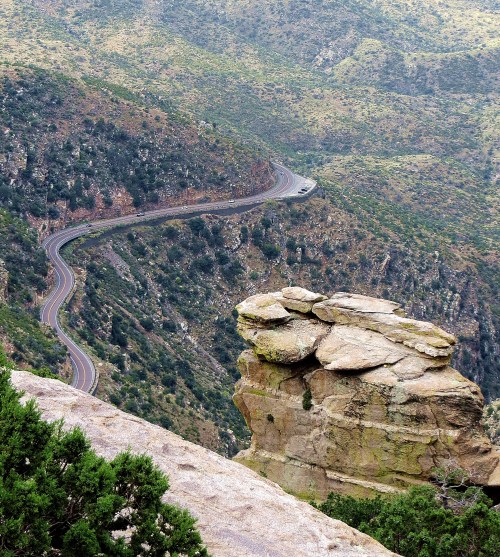 Looking down from one of the many overlooks on the Sky Island Scenic Byway. I stopped at almost every overlook. -- Photo by Pat Bean