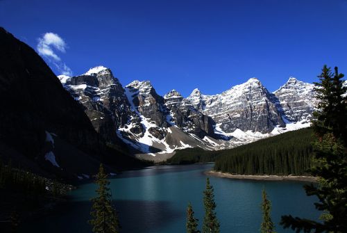 Of all the marvelous sights I saw this day, Moraine Lake touched my soul the most. -- Wikimedia photo